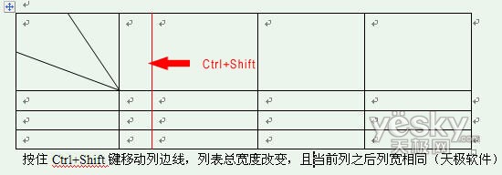 用Ctrl键和Shift键灵活调整Word2007表格列宽